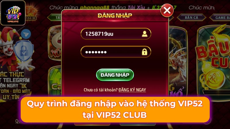 Quy trình đăng nhập vào hệ thống VIP52 Quy trình đăng nhập vào hệ thống VIP52